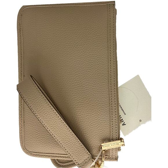 Anne Klein Logo Trio (3 piece) Pouch Set Tan Sesame New With Tag NWT Gold Tone - Picture 7 of 9